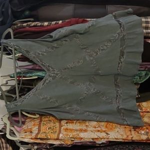 American Eagle Outfitters gauze and lace mineral blue green XL tank cami v neck